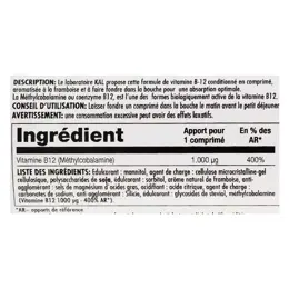 Kal B-12 Méthylcobalamine 1000µg 90 micro-comprimés