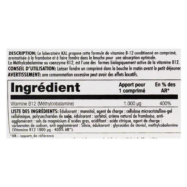 Kal Vitamina B12 1000µg Integratore Alimentare 90 micro-compresse