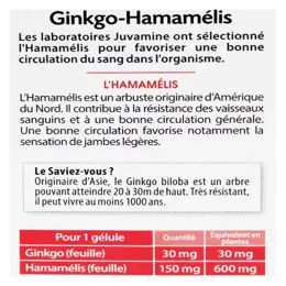 Juvamine Circulation Ginkgo Hamamélis 30 gélules