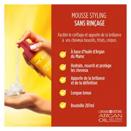 Creme of nature, Argan, Mousse Style and Shine sans sulfate, 207ml