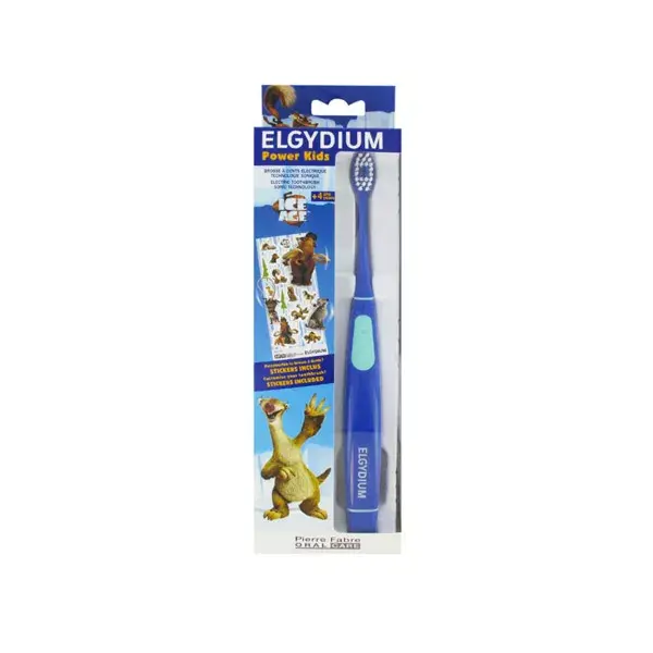 Elgydium Power Kids Spazzolino Elettrico +4 anni l'Era Glaciale Blu
