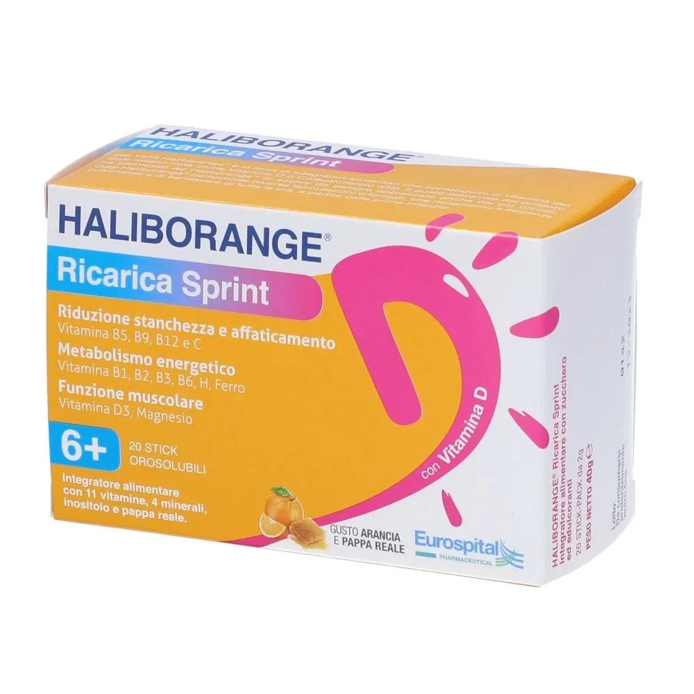 Haliborange Ricarica Sprint Integratore Tonico Energetico 20 Stick-Pack