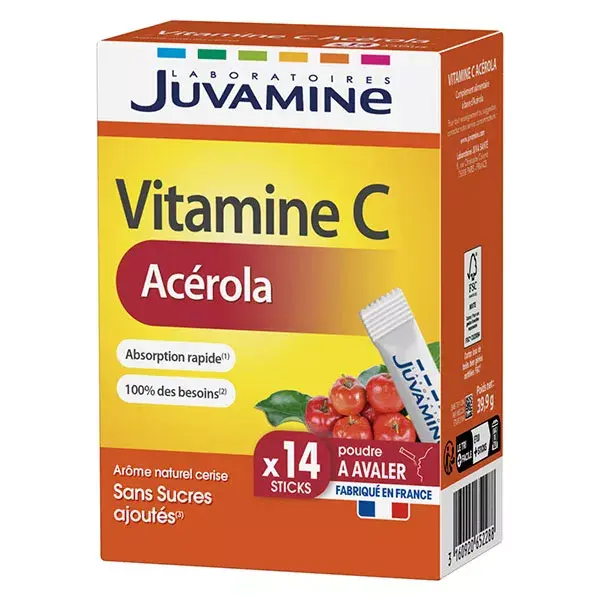 Juvamine Acerola Vitamina C - 14 sticks orodispersables