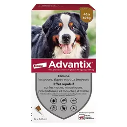 Advantix Chien Solution Antiparasitaire Très Grande Race 40 à 60kg 6 pipettes