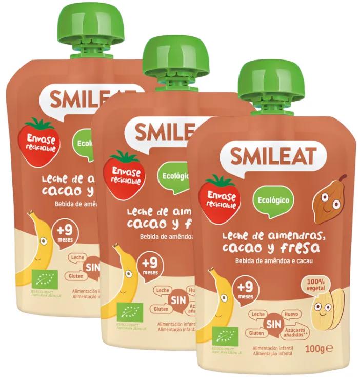 Smileat Pouch Amande, Cacao et Fraise +9m ECO 3x100 gr