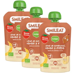 Smileat Pouch Almond, Cocoa and Strawberry +9m ECO 3x100 gr