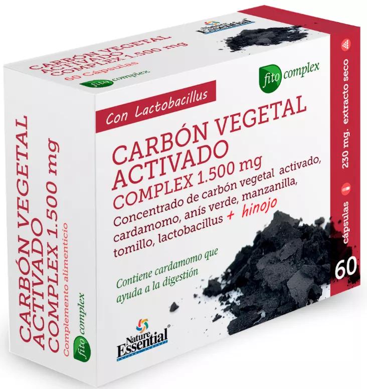 Complesso di carbone vegetale attivo Nature Essential 1500 mg 60 capsule