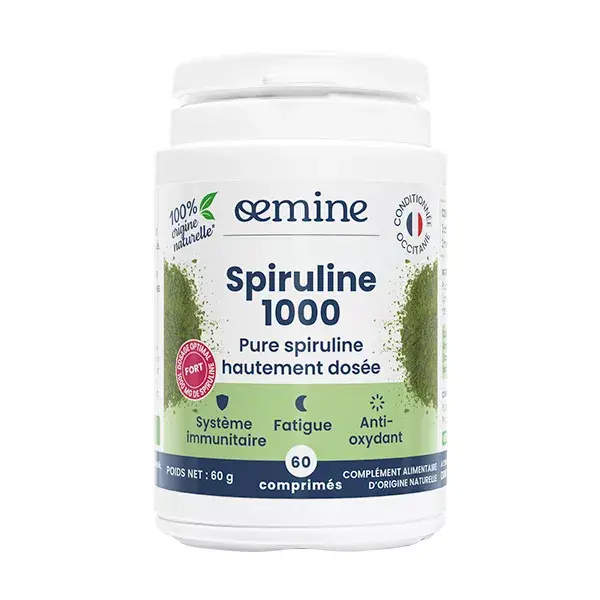 Oemine Spiruline 1000 Système Immunitaire Fatigue et Anti-Oxydant 60 comprimés