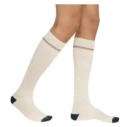 Sigvaris Styles Motifs Marinière Homme Chaussettes Classe 2 Normal Taille S Écru