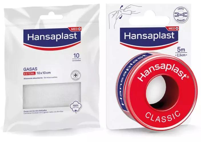 Hansaplast Gaze Suave 10x10 cm 10 unidades + Fita Clássica 5m x 2,5cm