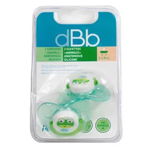 dBb Remond Ciuccio Anatomico Silicone Rana Blu Translucido Prima Età Lotto di 2