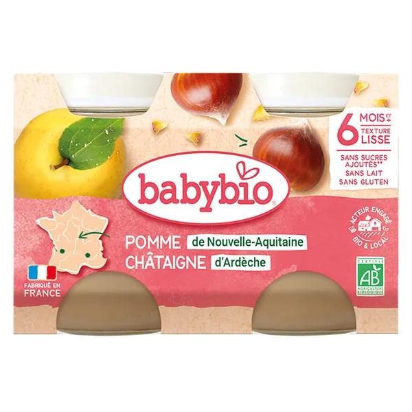 Babybio Fruits Pot Pomme Châtaigne +6m Bio 2 x 130g