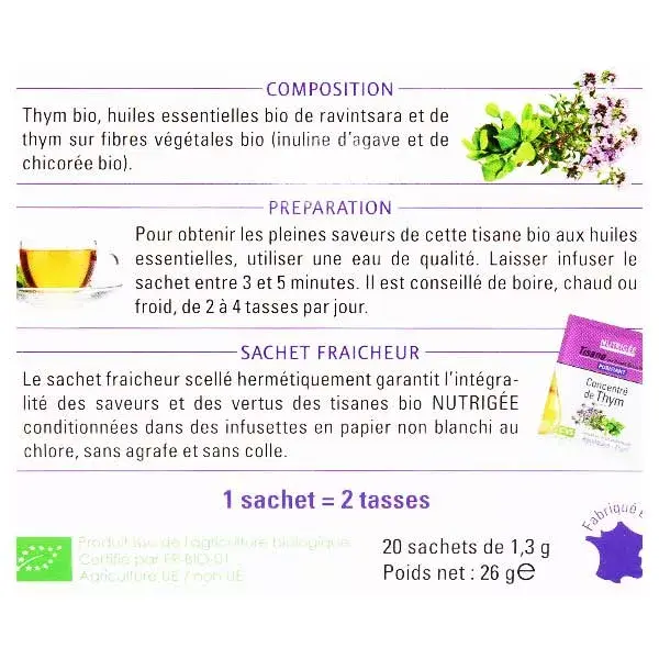 Nutrigée Organic Thyme Tea Infusion Sachets x 20 