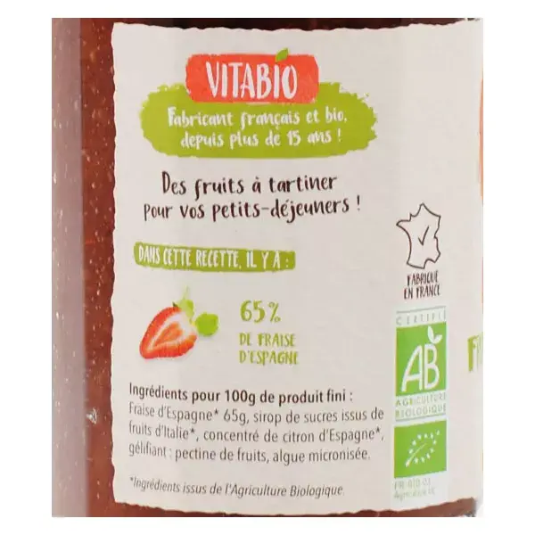 Vitabio Fruit à Tartiner Fraise Bio 290g