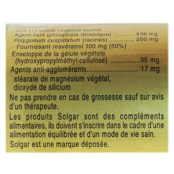 Solgar Resveratrol 60 gélules végétales