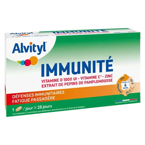 Alvityl immunité Vitamines D,C, Zinc  dès 12 ans 28 comprimés