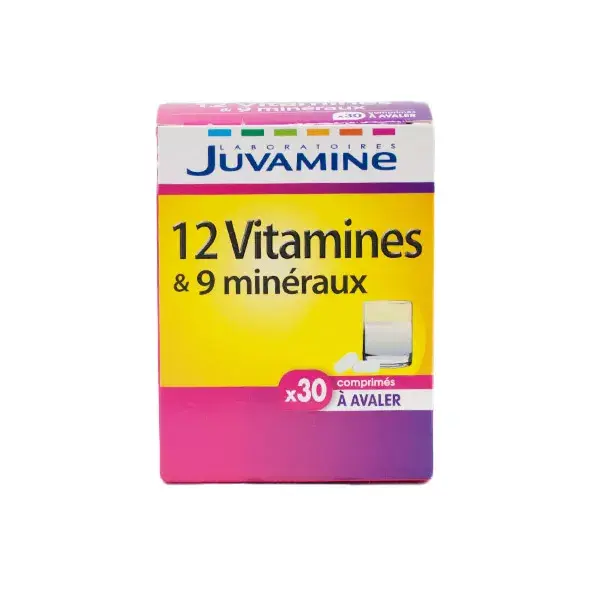 Juvamine 12 Vitamins and 9 Minerals 30 Swallowable Tablets