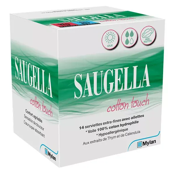 Saugella Cotton Touch Compresas Extrafinas con Alas (14 Unidades)