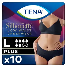 TENA Silhouette Sous-Vêtement Taille Basse Noir Normal Taille L 9 unités