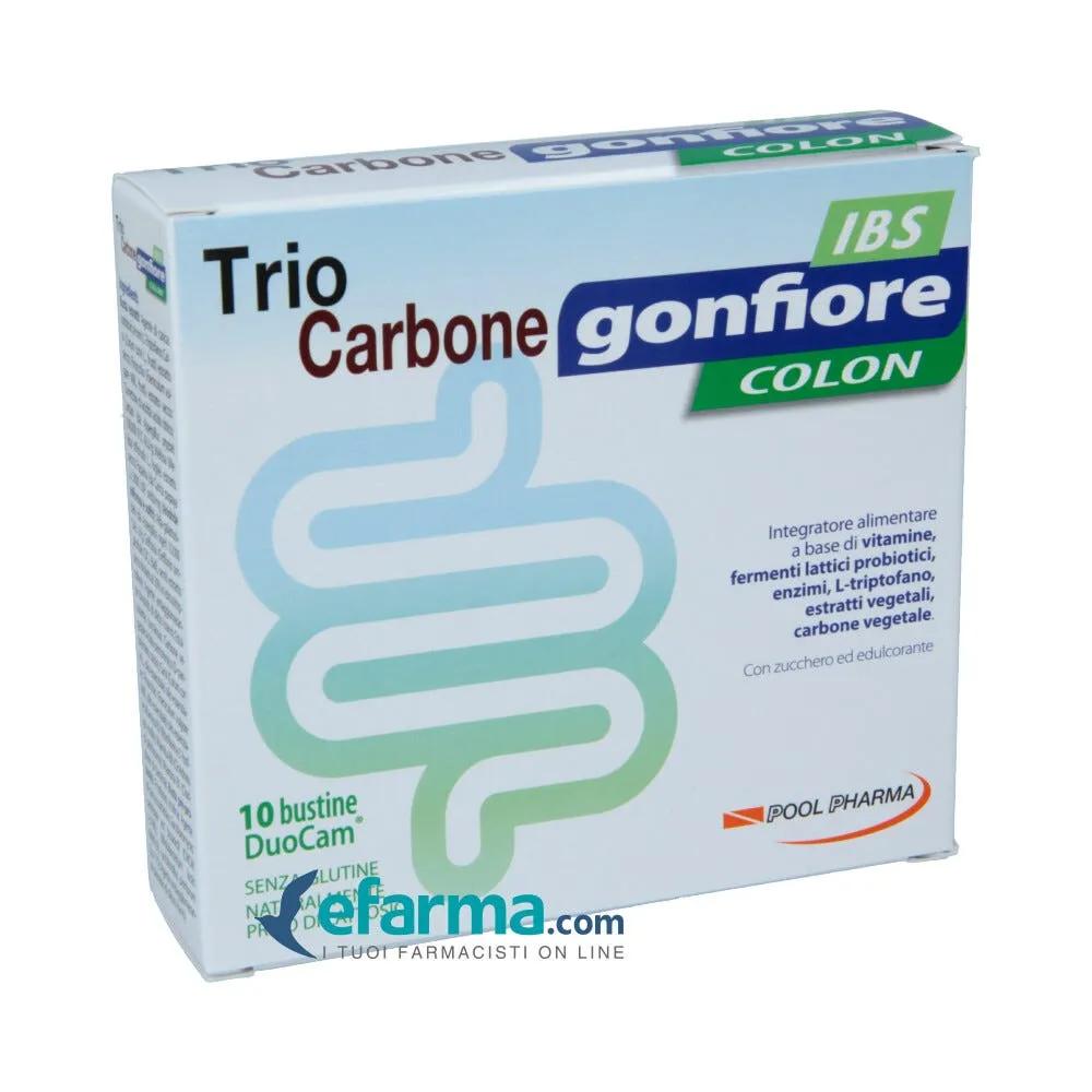 Trio Carbone Gonfiore Colon Ibs Integratore di Fermenti Lattici 10 Bustine