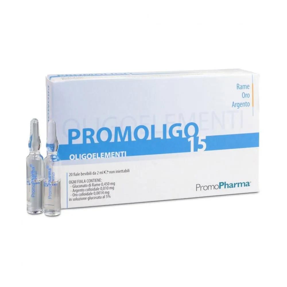 Promoligo 15 Rame Oro e Argento Oligoelementi 20 Fiale da 2 ml