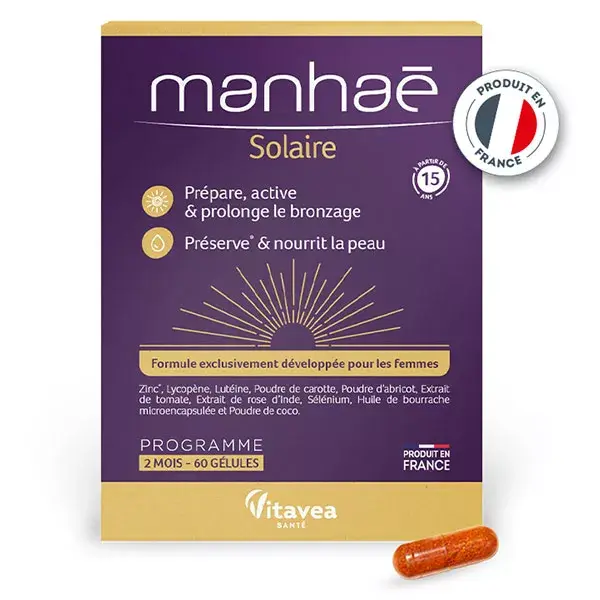 Manhaé Solaire - Prépare, active et prolonge le bronzage - 60 gélules