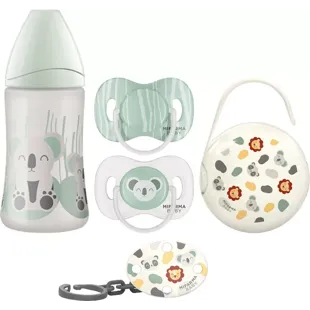 Mifarma Babyfopspeen 6-18m 2 stuks + Broche + Fopspeenhouder + Fles