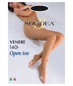 Solidea Venere Open Toe 140 DEN Collant Compressivo Punta Aperta Infradito Colore Nero Taglia 3 ML