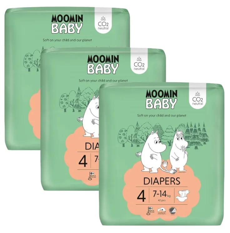 Pannolini per bambini Moomin Taglia 4 (7-14 Kg) 3x42 unità