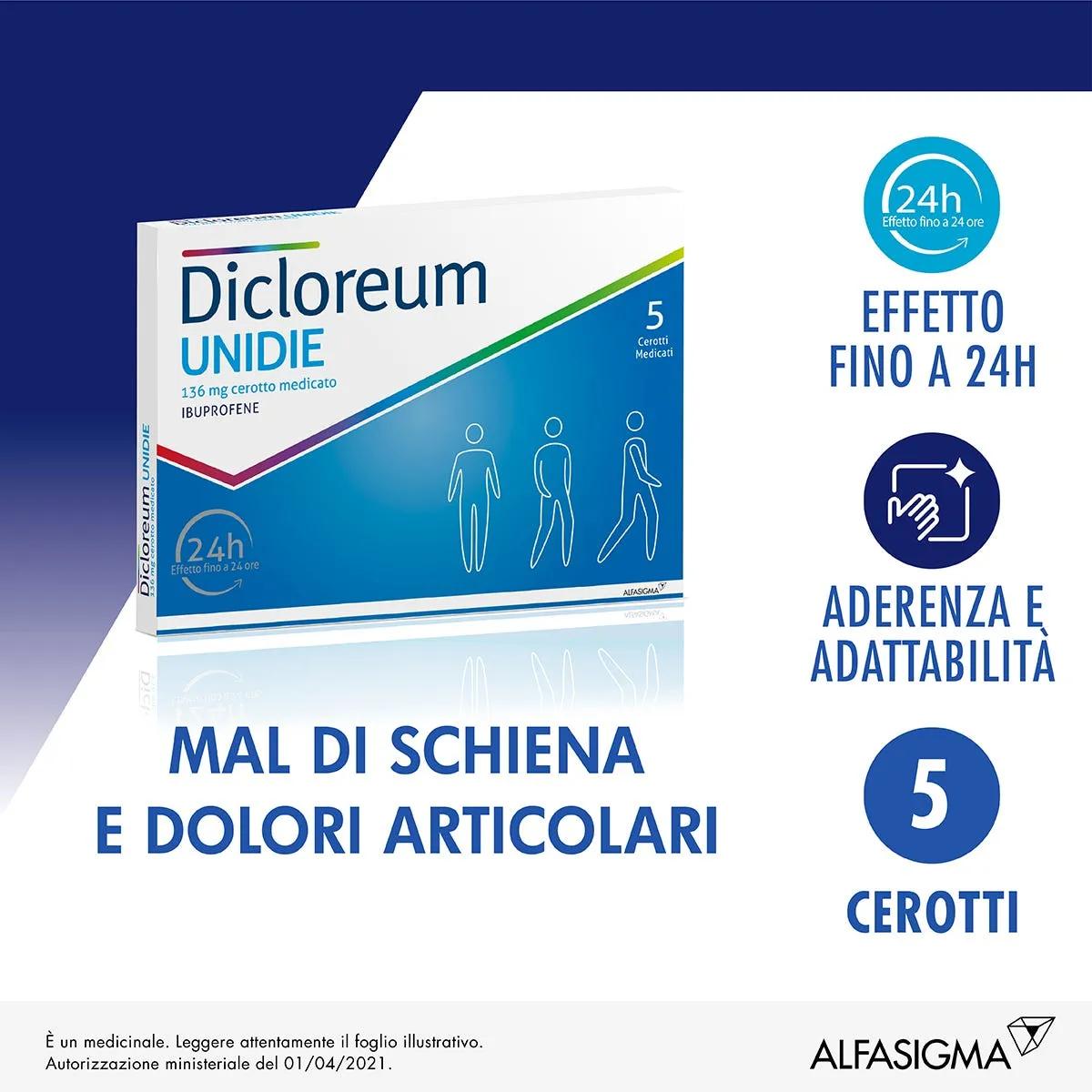 Dicloreum Unidie 136mg 5 Cerotti Medicati