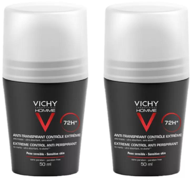 Vichy Homme Anti-Transpirant Deodorant Roll-on 2x50 ml