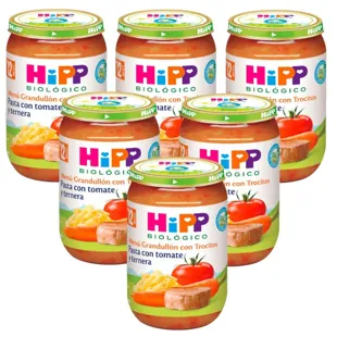 HiPP Tarrito de Pasta con Tomate y Ternera BIO +12m 6x220 gr
