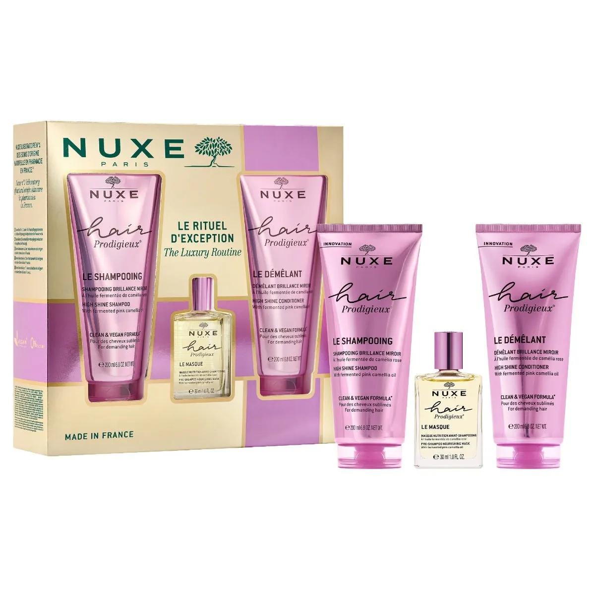 Nuxe Cofanetto Hair Prodigieux Maschera Nutriente Pre-Shampoo + Shampoo + Balsamo