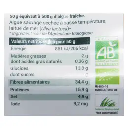 Oemine Algue Alimentaire Laitue de Mer Bio 50g