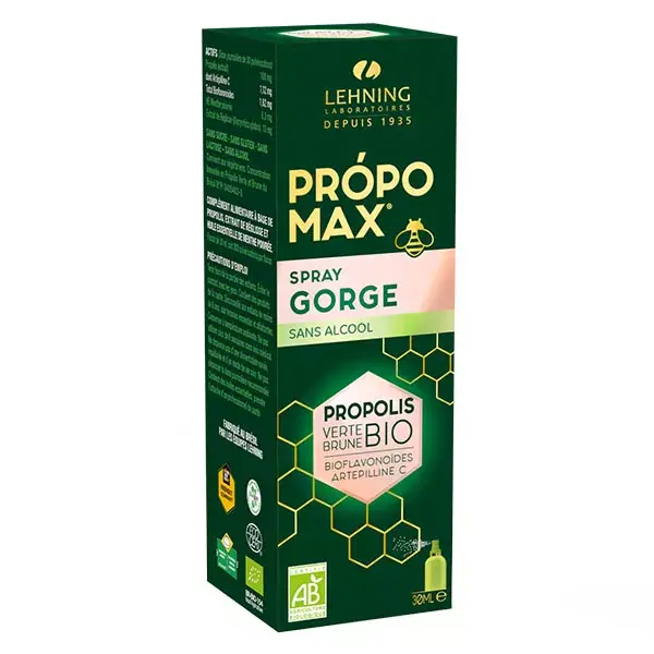 Lehning Propomax Spray Gorge Sans Alcool Propolis Bio 30ml