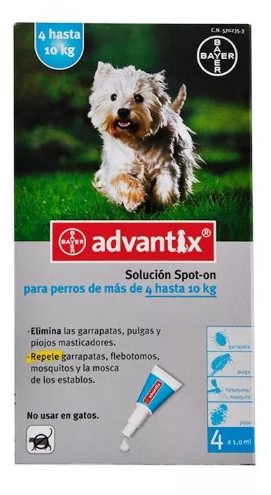 Bayer Advantix 4 A 10 Kg 4 Pipetas De 10 ml Para Perro