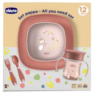 Chicco Pink Feeding Set +12m