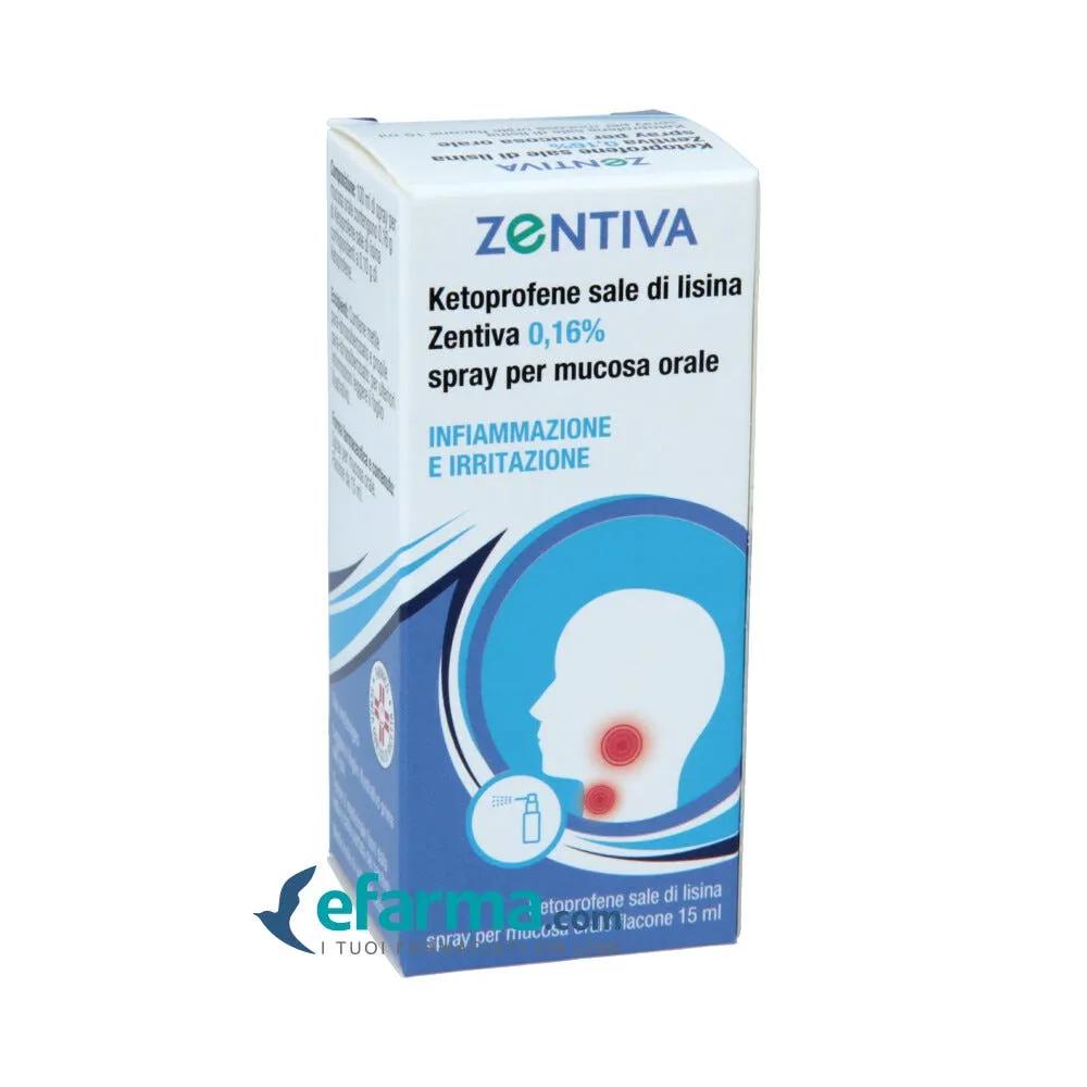 Ketoprofene Sale di lisina Zentiva 0,16% Spray per Mucosa Orale 15 ml