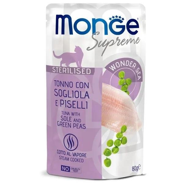 Monge Supreme Pezzetti Di Tonno Con Sogliola E Piselli Cibo Per Gatti Adulti Sterilizzati 80G