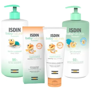 Isdin Baby Naturals Nutraisdin Gel-Champú 750 ml + Pomada Pañal ZN40 100 ml +  Loción Corporal 750 ml