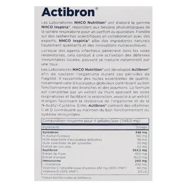 NHCO Actibron gorge bronches poumons 28 gélules