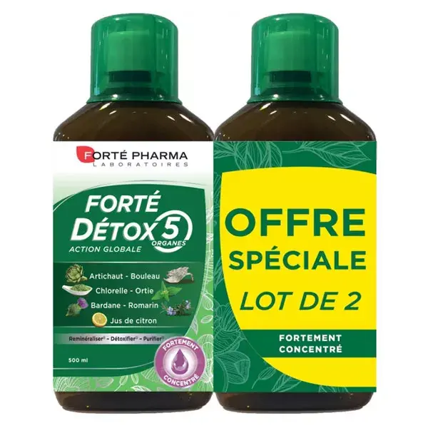 Forté Pharma Forté Détox 5 Azione globale  Lotto di 2 x 500ml