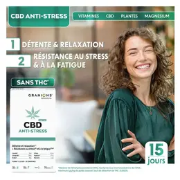 GRANIONS CBD Anti-Stress - Cannabidiol + Ashwagandha - Sans THC - 30 Comprimés