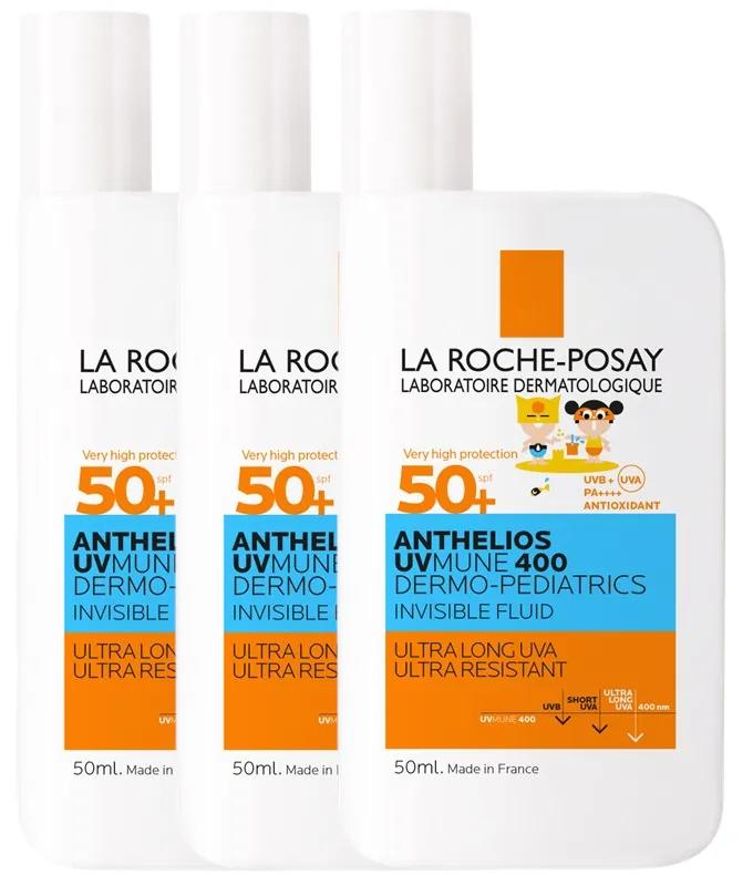 La Roche Posay Anthelios UV-MUNE 400 Dermopediatrics Onzichtbare Vloeistof SPF50+ 3x50 ml