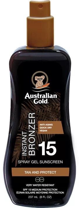 Australian Gold Gel Solar em Spray SPF15 com Bronzeador 237 ml