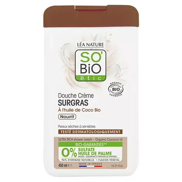 So'Bio Étic Douche Crème Surgras à l'Huile de Coco Bio 450ml