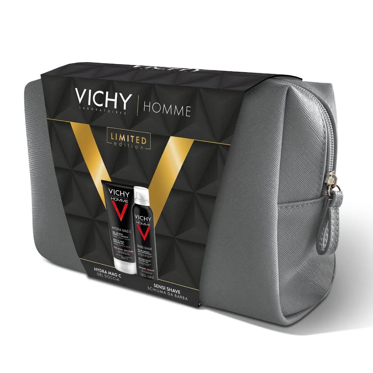 Vichy Cofanetto Uomo Hydra Mag C Gel Doccia 200 ml + Sensi Shave Schiuma da Barba 200 ml + Pochette