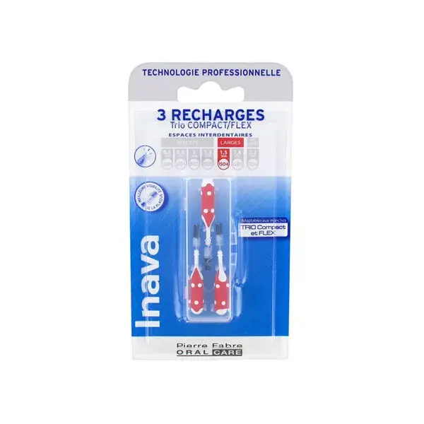 Inava Brossettes 3 Recharges Trio Compact/Flex ISO4 1,5 mm Rouge