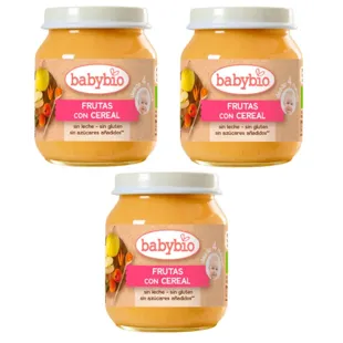Babybio Fruit and Cereal Jar +4m 3x130 gr