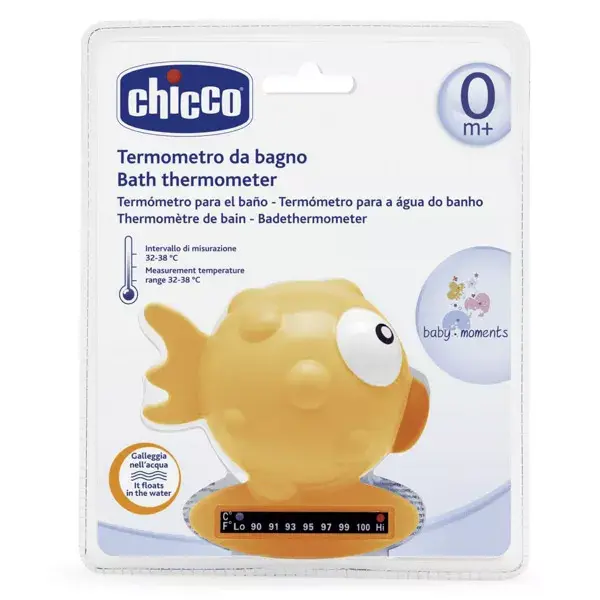Chicco Wellbeing & Protection Bath Thermometer with Thermal Band +0m Fish Orange